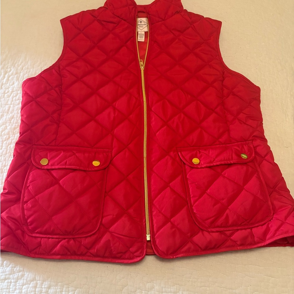 St. John's Bay Red Quilted Vest with Gold Accents